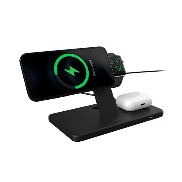 شارژر بی‌سیم آدام المنتس Omnia M3 Adam Elements Omnia M3 3-in1 Magnetic Charging Station Black