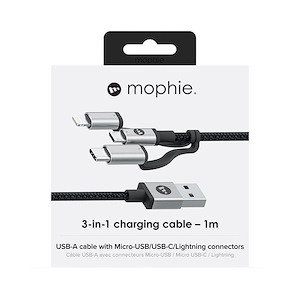 کابل موفی 3-in-1 طول 1 متر Mophie 3-in-1 Cable Black - 1m