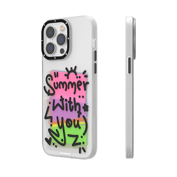 قاب آیفون 13Pro Max یانگکیت مدل Joyful Blue Positive Quotes YOUNGKIT Joyful Blue Positive Quotes White iPhone 13 Pro Max Case