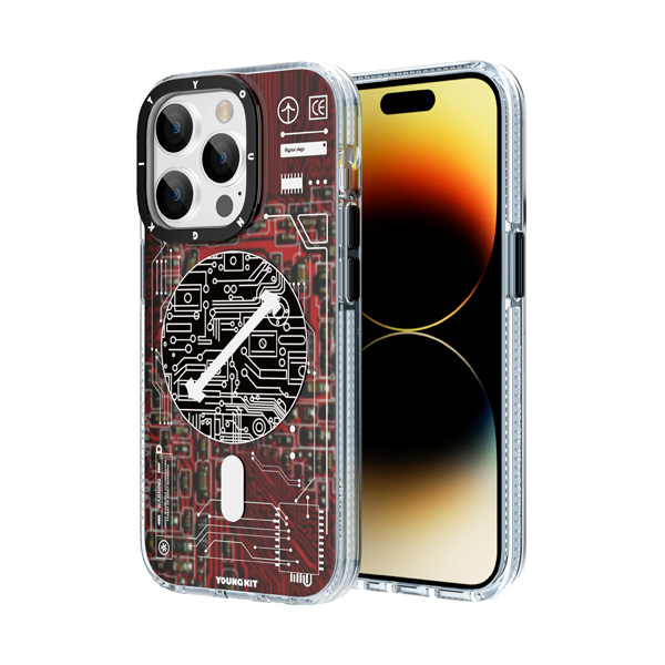 قاب آیفون 13Pro Max یانگکیت مدل Futuristic Circuit Board YOUNGKIT Futuristic Circuit Board Red iPhone 13 Pro Max Case