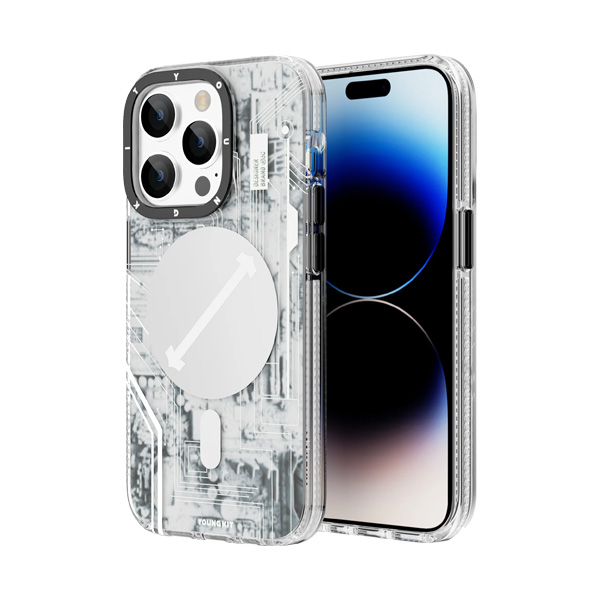 قاب آیفون 15Pro Max یانگکیت مدل Futuristic Circuit Board YOUNGKIT Futuristic Circuit Board White iPhone 15 Pro Max Case