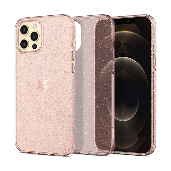 قاب آیفون 12Pro Max اسپیگن مدل Liquid Crystal Glitter Spigen Liquid Crystal Glitter Rose Quartz iPhone 12 Pro Max Case