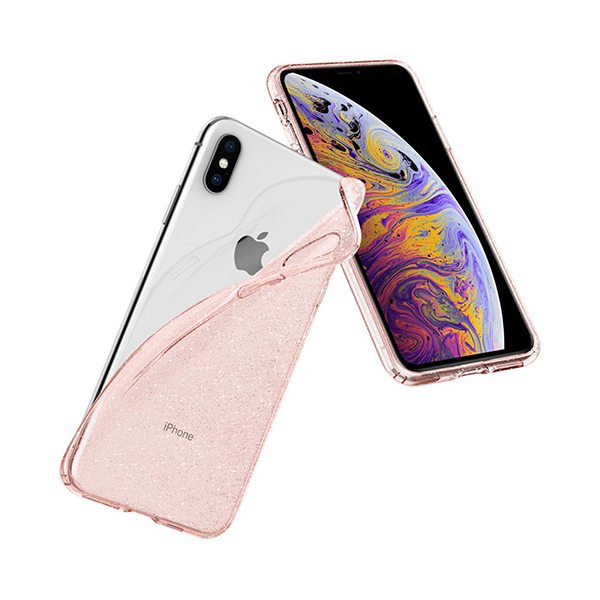 قاب آیفون Xs Max اسپیگن مدل Liquid Crystal Glitter Spigen Liquid Crystal Glitter Rose Quartz iPhone Xs Max Case