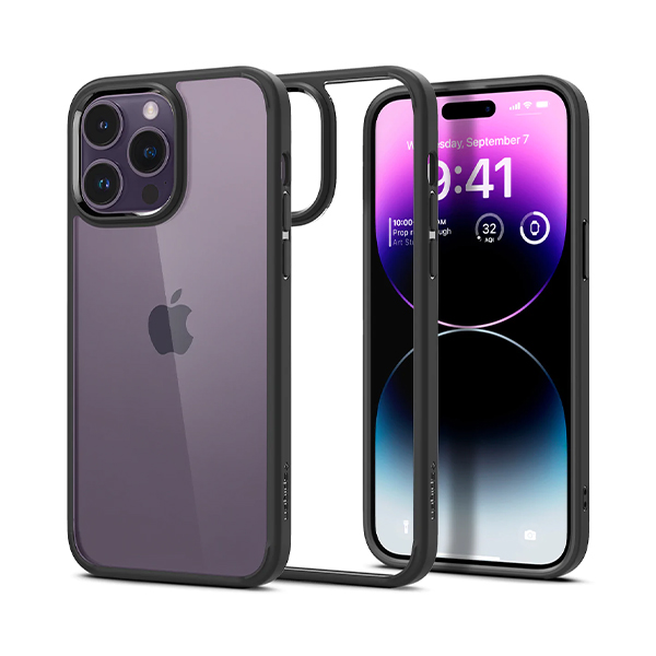 قاب آیفون 14Pro اسپیگن مدل Crystal Hybrid Spigen Crystal Hybrid Matte Black iPhone 14 Pro Case