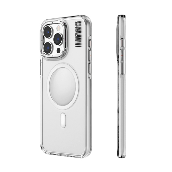 قاب آیفون 15Pro Max یانگکیت مدل Crystal Non-Yellowing Stand YOUNGKIT Crystal Non-Yellowing Stand Silver iPhone 15 Pro Max Case