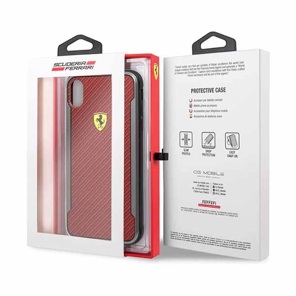 قاب آیفون XS Max سی‌جی موبایل مدل Ferrari Carbon Fiber Effect CG Mobile Ferrari Carbon Fiber Effect Red iPhone XS Max Case