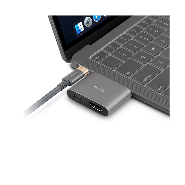 مبدل موشی مدل USB-C to HDMI with Charging Moshi USB-C to HDMI with Charging Titanium Gray Adapter