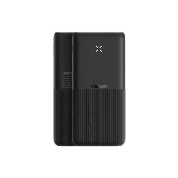 پاوربانک وگر مدل W1168 ظرفیت 10000 میلی‌آمپر Veger W1168 10000mAh Black PowerBank