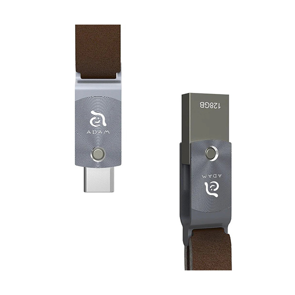 فلش مموری آدام المنتس مدل Roma USB-C ظرفیت 128 گیگابایت Adam Elements Roma 2-in-1 USB-C 128GB Gray USB Flash Drive