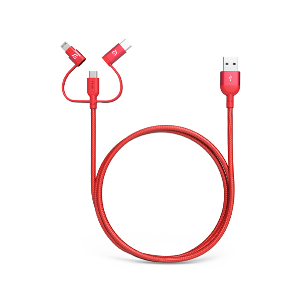 کابل آدام المنتس PeAk II Trio 3-in-1 طول 1.2 متر ADAM elements PeAk II Trio 3-in-1 Cable Red - 1.2m