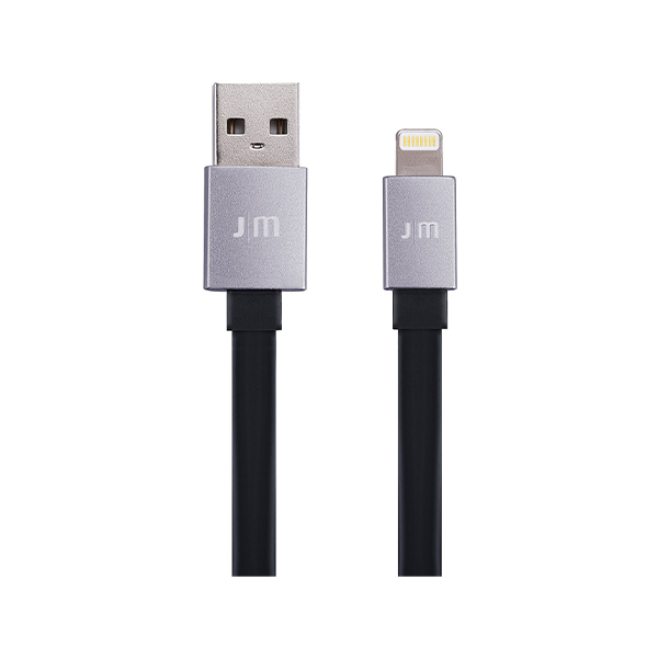 کابل جاست موبایل AluCable Flat USB to Lightning طول 1.2 متر Just Mobile AluCable Flat USB to Lightning Cable Black - 1.2m