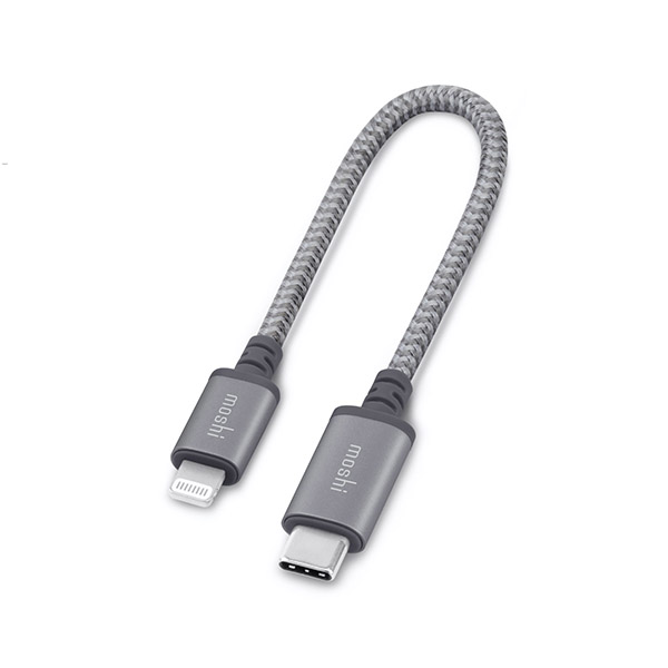 کابل موشی Integra USB-C to Lightning طول 25 سانتی‌متر Moshi Integra USB-C to Lightning Cable Titanium Gray - 25cm