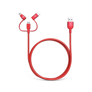 کابل آدام المنتس PeAk II Trio 3-in-1 طول 1.2 متر ADAM elements PeAk II Trio 3-in-1 Cable Red - 1.2m