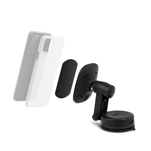 شارژر بی‌سیم موشی مدل Universal Moshi SnapTo Universal Car Mount Holder Black Wireless Charger