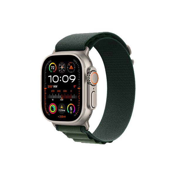 ساعت هوشمند اپل مدل Ultra 2 Natural Titanium Alpine Loop 49mm Apple Watch Ultra 2 Natural Titanium 49mm Dark Green Alpine Loop Band Smart Watch