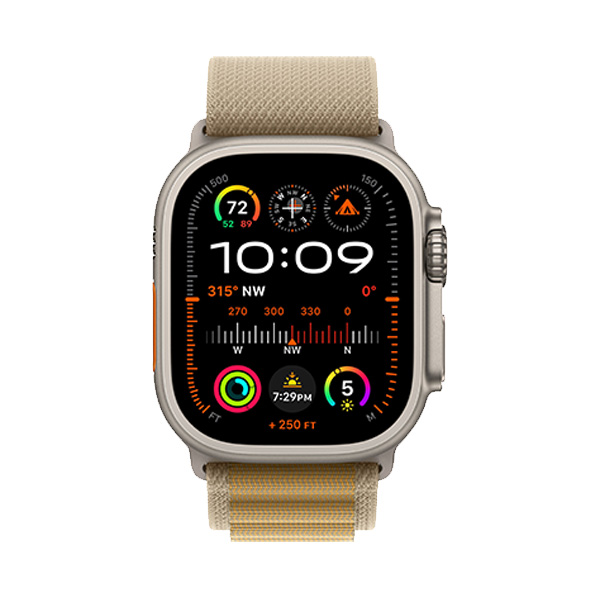 ساعت هوشمند اپل مدل Ultra 2 Natural Titanium Alpine Loop 49mm Apple Watch Ultra 2 Natural Titanium 49mm Tan Alpine Loop Band Smart Watch