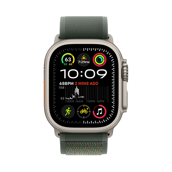 ساعت هوشمند اپل مدل Ultra 2 Natural Titanium Trail Loop 49mm Apple Watch Ultra 2 Natural Titanium 49mm Green Trail Loop Band Smart Watch