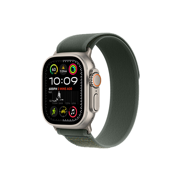 ساعت هوشمند اپل مدل Ultra 2 Natural Titanium Trail Loop 49mm Apple Watch Ultra 2 Natural Titanium 49mm Green Trail Loop Band Smart Watch