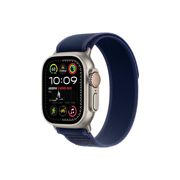 ساعت هوشمند اپل مدل Ultra 2 Natural Titanium Trail Loop 49mm Apple Watch Ultra 2 Natural Titanium 49mm Blue Trail Loop Band Smart Watch