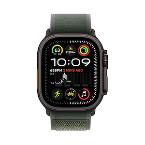 اپل‌واچ اولترا تیتانیوم مشکی 2023 Trail Loop سایز 49mm Apple Watch Ultra 2 Black Titanium 49mm Green Trail Loop Band Smart Watch