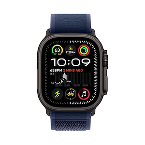 اپل‌واچ اولترا تیتانیوم مشکی 2023 Trail Loop سایز 49mm Apple Watch Ultra 2 Black Titanium 49mm Blue Trail Loop Band Smart Watch