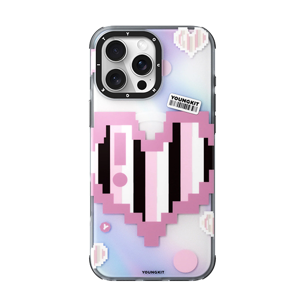 قاب آیفون 16Pro Max یانگکیت مدل Color-Changing Pixel Heartbeat YOUNGKIT Color-Changing Pixel Heartbeat Pink iPhone 16 Pro Max Case