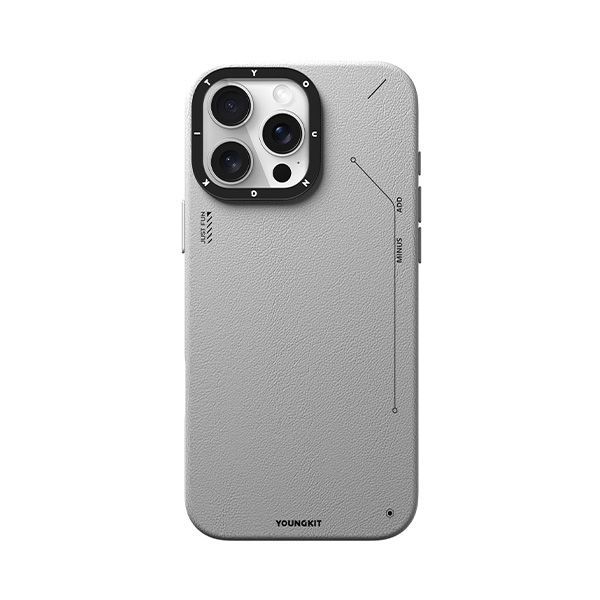 قاب آیفون 16Pro یانگکیت مدل Simple Matte Leather YOUNGKIT Simple Matte Leather White iPhone 16 Pro Case