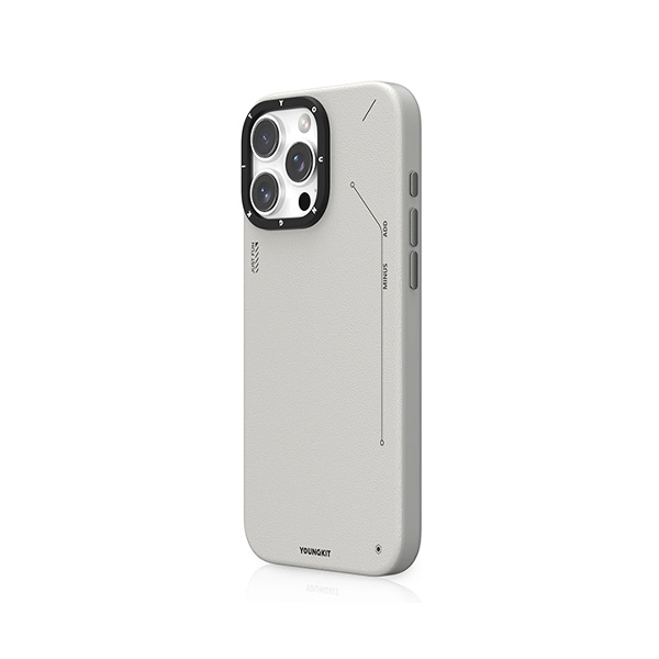 قاب آیفون 16Pro یانگکیت مدل Simple Matte Leather YOUNGKIT Simple Matte Leather White iPhone 16 Pro Case