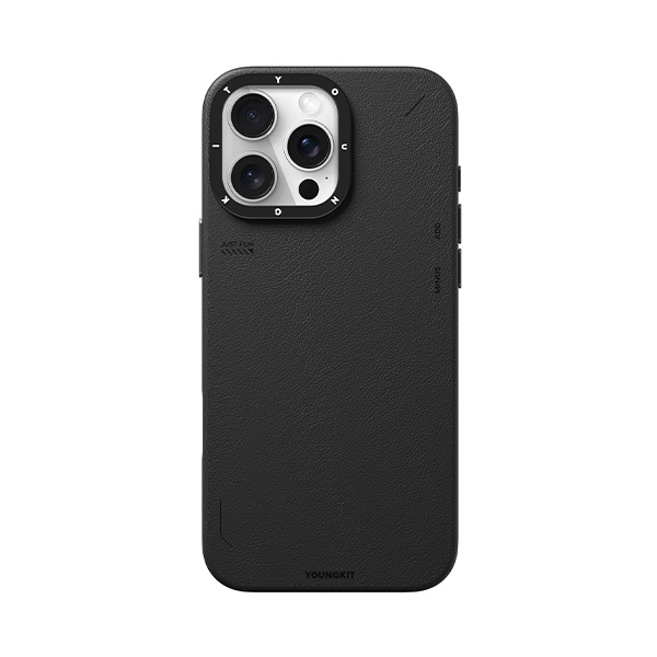 قاب آیفون 16Pro یانگکیت مدل Simple Matte Leather YOUNGKIT Simple Matte Leather Black iPhone 16 Pro Case