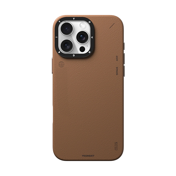 قاب آیفون 16Pro Max یانگکیت مدل Simple Matte Leather YOUNGKIT Simple Matte Leather Brown iPhone 16 Pro Max Case