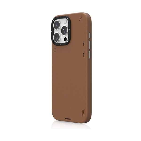 قاب آیفون 16Pro Max یانگکیت مدل Simple Matte Leather YOUNGKIT Simple Matte Leather Brown iPhone 16 Pro Max Case