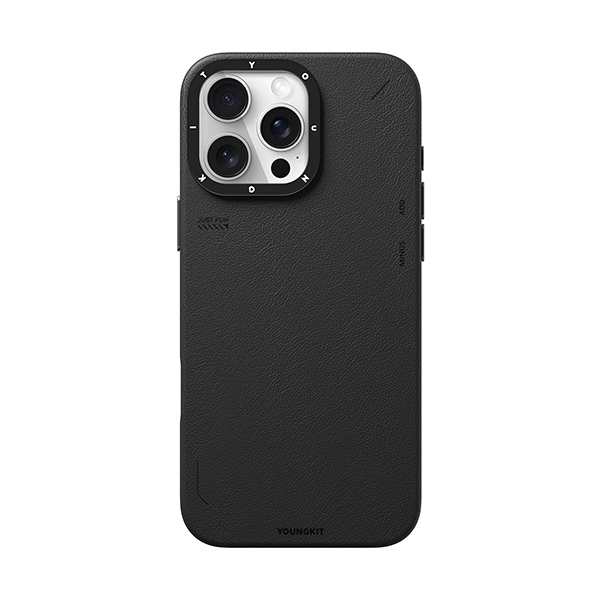 قاب آیفون 16Pro Max یانگکیت مدل Simple Matte Leather YOUNGKIT Simple Matte Leather Black iPhone 16 Pro Max Case