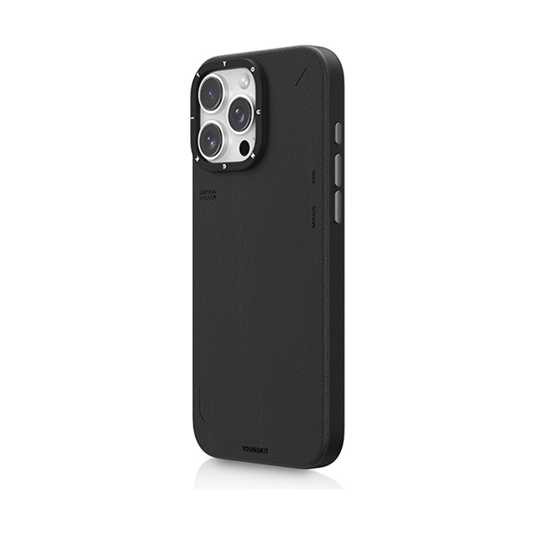 قاب آیفون 16Pro Max یانگکیت مدل Simple Matte Leather YOUNGKIT Simple Matte Leather Black iPhone 16 Pro Max Case