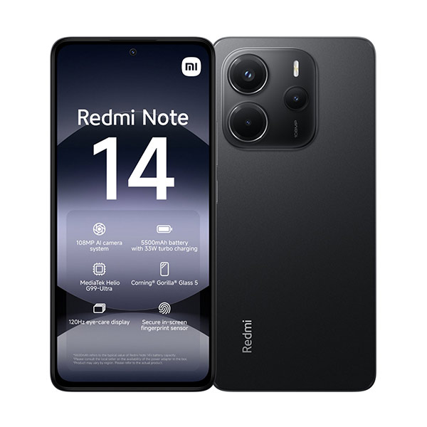 گوشی موبایل شیائومی مدل Xiaomi Redmi Note 14 8/256GB Xiaomi Redmi Note 14 8GB RAM 256GB Midnight Black Mobile Phone
