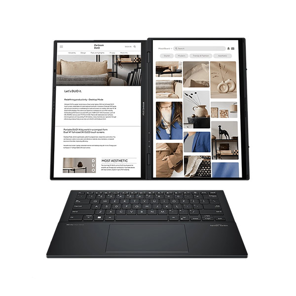 لپ ‌تاپ ایسوز 14 اینچ مدل Zenbook OLED DUO UX8406MA Core Ultra 7 155H 16/1TB Intel Arc Asus Zenbook OLED DUO UX8406MA 14-inch Core Ultra 7 155H 16GB RAM 1TB SSD Intel Arc Black Laptop