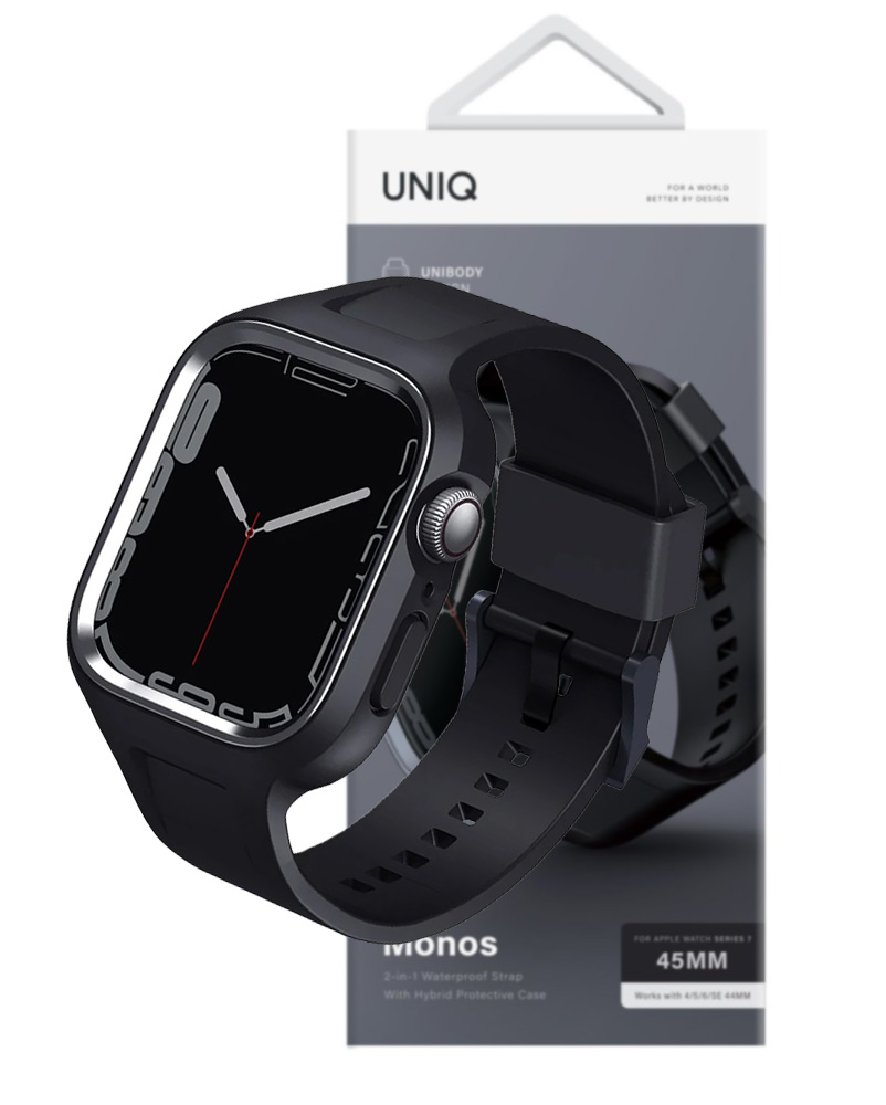 UNIQ 2in1 Unibody Monos بند ساعت با طراحی ارگونومیک و ظاهر مدرن مناسب Apple Watch سایز ۴۵mm