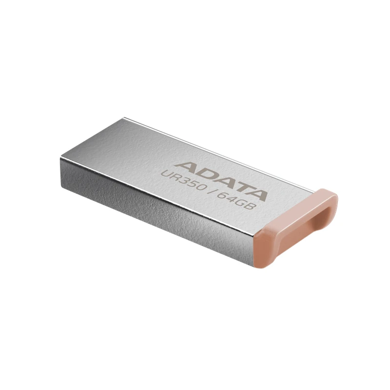 نمای زاویه‌دار فلش مموری ای‌دیتا مدل UR350 ظرفیت 64 گیگابایت با بدنه فلزی و رابط USB