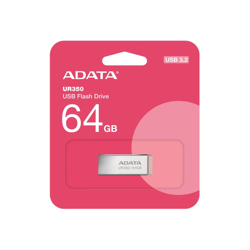 بسته‌بندی فلش مموری ای‌دیتا مدل UR350 ظرفیت 64 گیگابایت با رابط USB 3.2