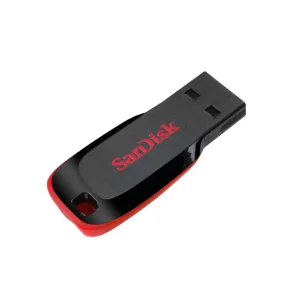 نمای پشت زاویه‌دار فلش مموری سن‌دیسک مدل Cruzer Blade ظرفیت 64 گیگابایت با رابط USB 2.0