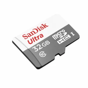 نمای زاویه‌دار کارت حافظه SanDisk Ultra microSDHC UHS-I ظرفیت 32 گیگابایت کلاس 10 مناسب گوشی، تبلت، دوربین و دستگاه‌های سازگار