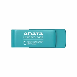 فلش مموری ADATA UC310 ECO سبز ظرفیت 64 گیگابایت با رابط USB، ساخته شده از مواد بازیافتی، مناسب برای ذخیره‌سازی و انتقال اطلاعات