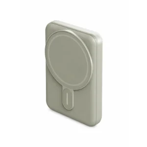 پاوربانک انرجیا MagPack Mini ظرفیت 10000 میلی‌آمپرساعت رنگ سبز با قابلیت شارژ مغناطیسی MagSafe، طراحی باریک و پایه نگهدارنده تاشو