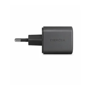 شارژر دیواری انرجیا مدل AmpCharge Mini با توان 45 وات، رنگ مشکی، مجهز به درگاه USB-C و پشتیبانی از فناوری Power Delivery برای شارژ سریع گوشی، تبلت، لپ‌تاپ و سایر دستگاه‌های سازگار