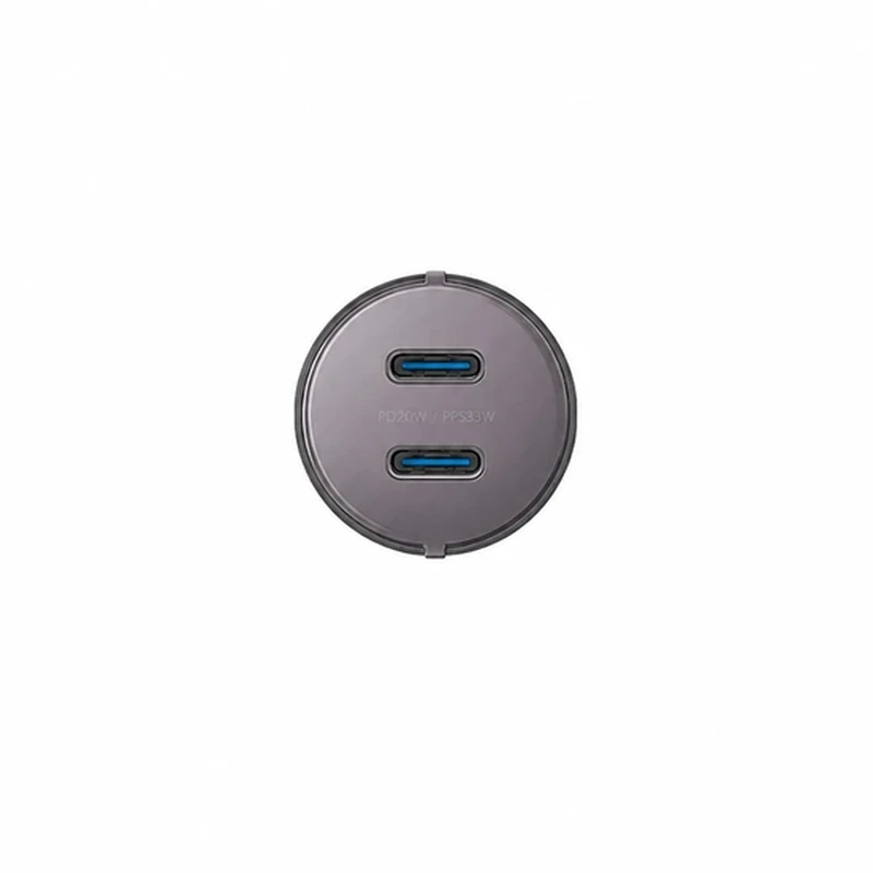 نمای بالای شارژر فندکی انرجیا با دو درگاه USB-C و پشتیبانی از PD و PPS
