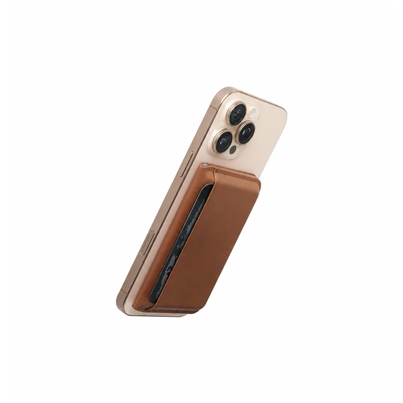کیف پول چرمی مگنتی Uniq Lyden Caramel Ivory متصل به پشت آیفون