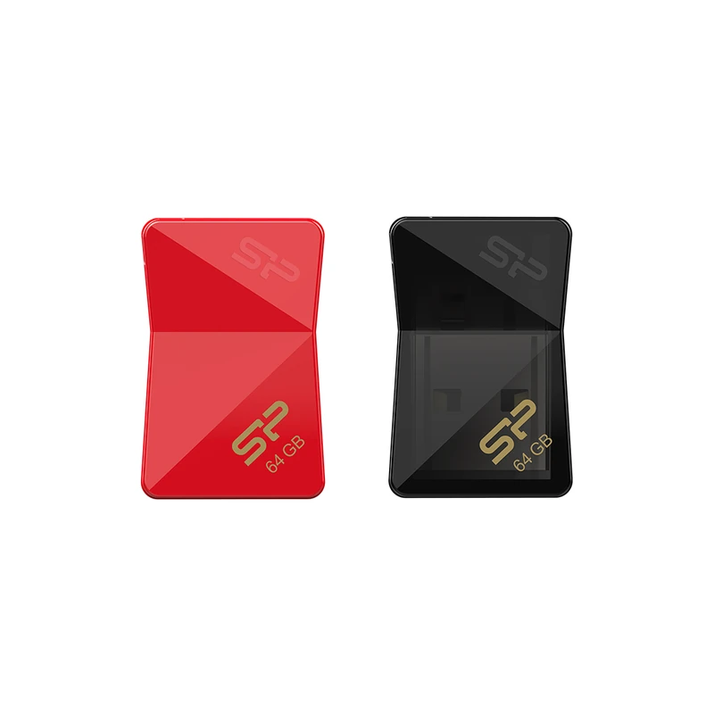 رنگ‌بندی فلش مموری Silicon Power Blaze B02 ظرفیت 64 گیگابایت شامل رنگ‌های قرمز و مشکی با رابط USB 3.2 Gen 1 و طراحی کشویی بدون درپوش