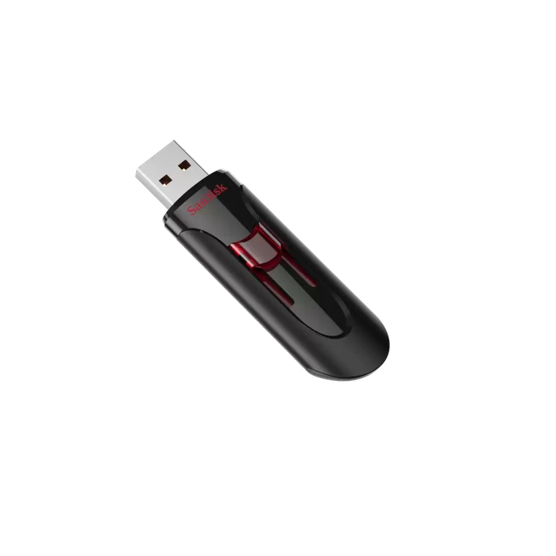 نمای بدنه فلش مموری سن‌دیسک مدل Cruzer Blade ظرفیت 64 گیگابایت بدون درپوش و با طراحی کشویی