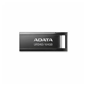 فلش مموری ADATA UR340 مشکی ظرفیت 64 گیگابایت با طراحی بدون درپوش، بدنه فلزی و رابط USB، مناسب برای ذخیره‌سازی و انتقال اطلاعات