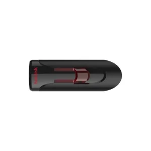 نمای بالای بدنه فلش مموری سن‌دیسک مدل Cruzer Blade ظرفیت 64 گیگابایت با طراحی کشویی و رنگ مشکی