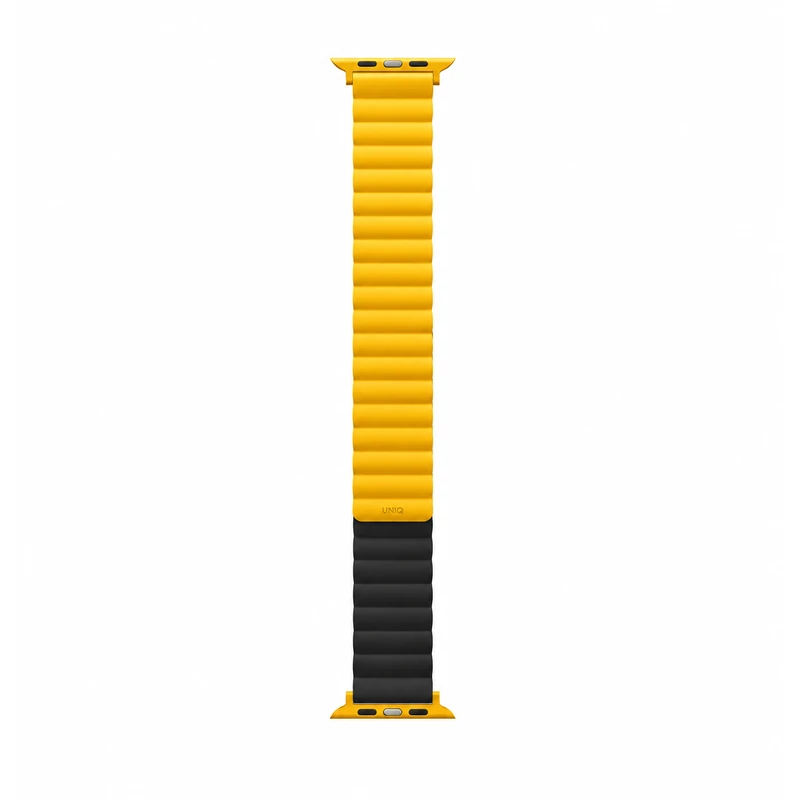 نمای کامل بند اپل واچ UNIQ Revix Mustard/Khaki سایز 44، 45، 46 و 49 میلی‌متر با طراحی دو رنگ خردلی و خاکی